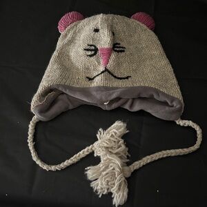 Adorable Cream and Pink Knit Animal Hat for Kids